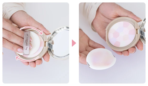 大人のためのキャンメイク図鑑 キャンメイク マシュマロフィニッシュパウダー 〜Abloom〜 02 サクラクチュール 塗り方①