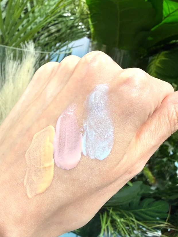 ＆be UVプライマーリッチモイスト　スタンダード・ピーチグロウ・スカイグロウ　スウォッチ