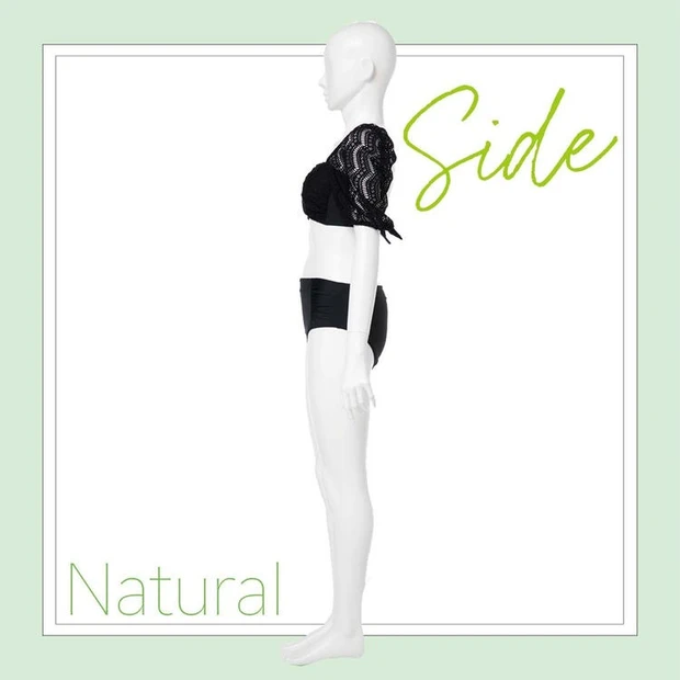 骨格ナチュラルタイプにおすすめの水着_3. 骨感をカバーするパフスリーブ×ハイウエスト_サイド