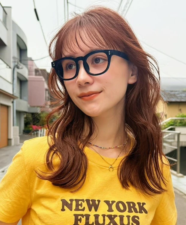 前髪あり ミディアム ミディアムヘア パーマ カール ゆる巻き