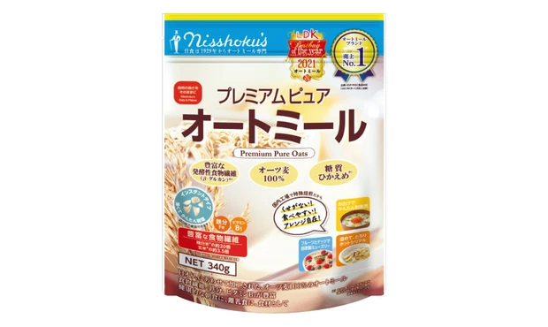 日食 プレミアム ピュアオートミール 340g￥378／日本食品製造