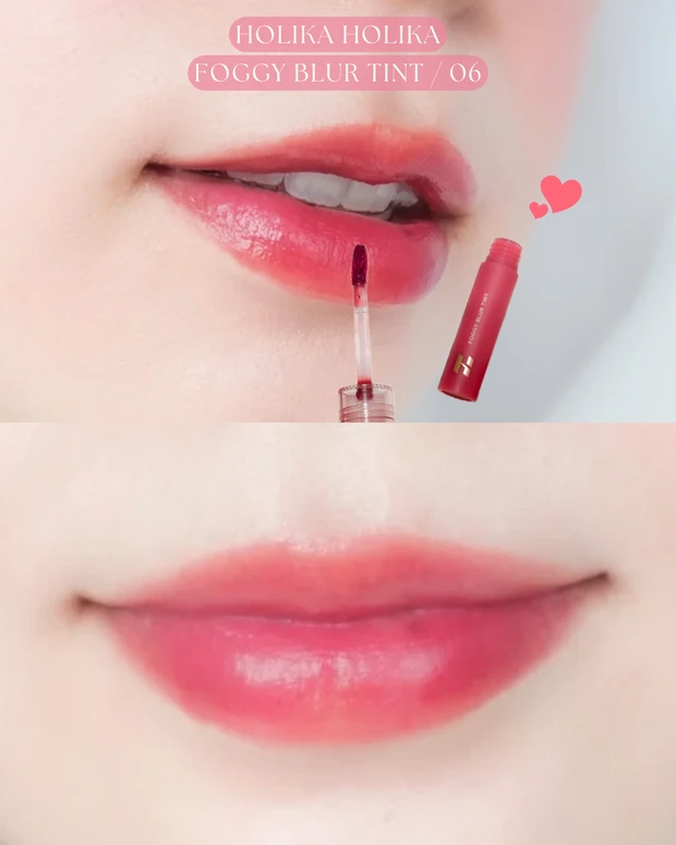 Qoo10メガ割 メガ割HOLIKA HOLIKA / FOGGY BLUR TINT 06 ホリカホリカ フォギーブラーティント06のスウォッチ(ブルべ冬向けカラー) クリアウィンター