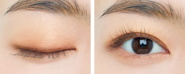 2026年春新作コスメ プチプラアイパレット エクセル スキニーリッチシャドウ N SK03 二重の仕上がり