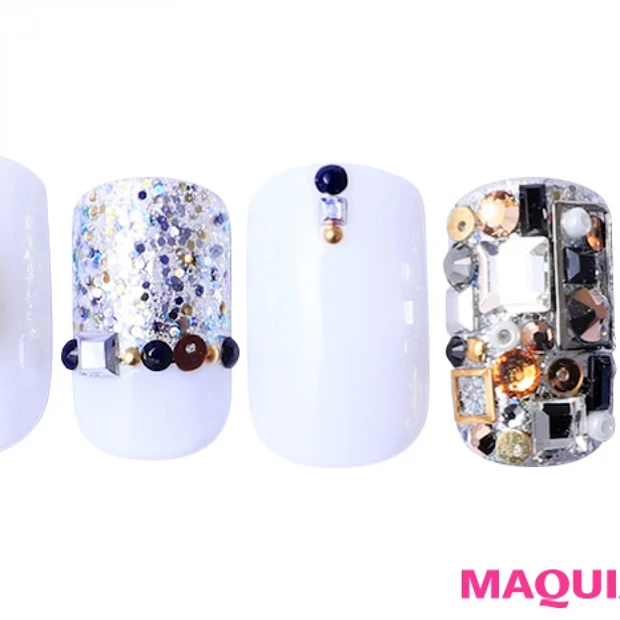 デコラティブ＆シンプル、輝きが際立つ「ゴージャスラメ」ネイル