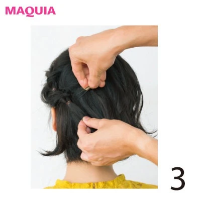 ショート ヘアアレンジ 前髪伸ばしかけの人におすすめ!くるりんぱで簡単ショートヘアアレンジ_3