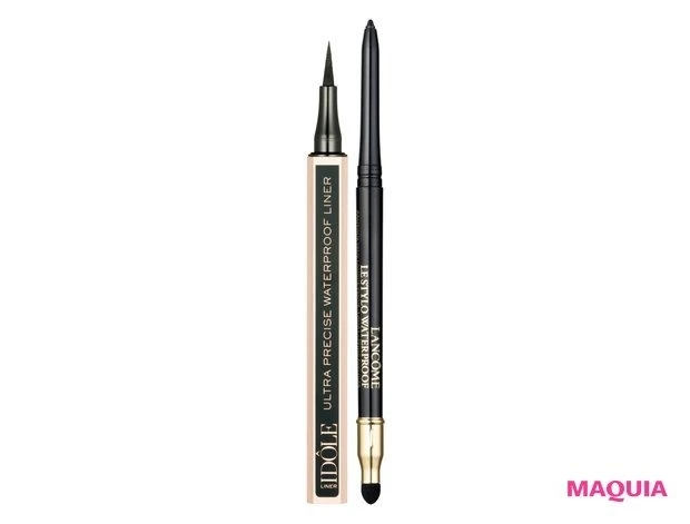 （右）ル スティロ ウォータープルーフ N 02￥3190、（左）イドル ライナー ウォータープルーフ ￥3190／ランコム