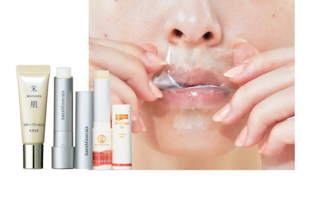 （右）メンソレータム プレミアムメルティクリームリップ 花咲く蜂蜜の香り SPF26•PA＋＋＋ 2.4g ￥605（編集部調べ）／ロート製薬　（中）AGL フィトレチノ リップ バーム 3.3g ￥3850／ベアミネラル　（左）米肌 活潤リップエッセンス 10g ￥1320／コーセープロビジョン