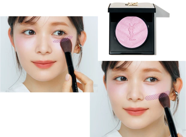 笹本恭平 秋 チーク 5.YSLのツヤめきパウダーで周りをぼかす