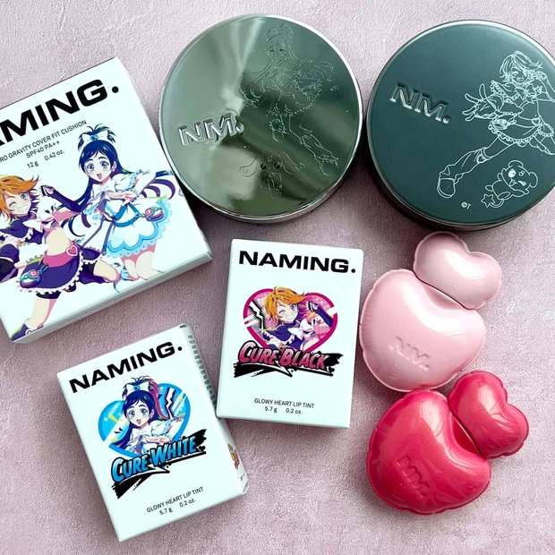『ふたりはプリキュア』×NAMING.の限定コラボアイテムをスウォッチ！ リップとクッションファンデが発売中