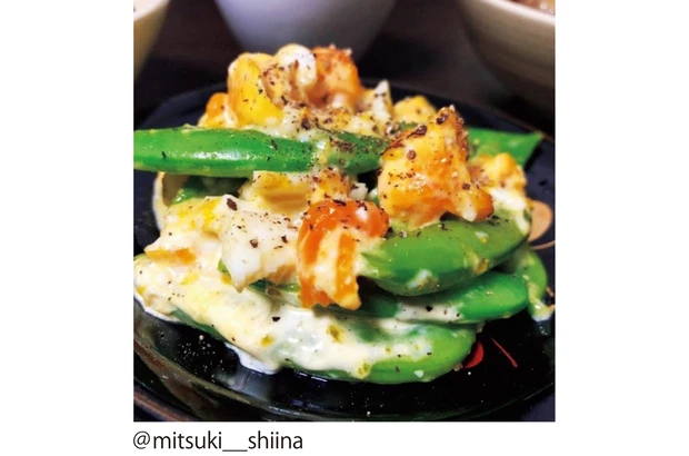 スナップえんどうと ゆで卵のマヨネーズ和え