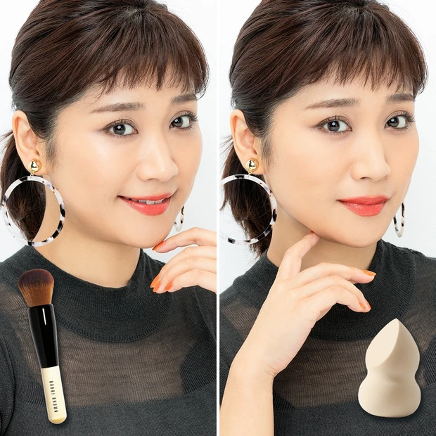 「ファンデの塗布は、ブラシorスポンジ、どっちがいいの?」を解決!【マミ…