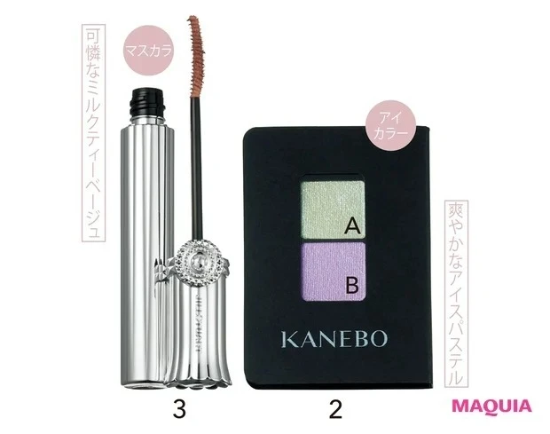 カネボウ アイカラーデュオ 20の使い方_カネボウ アイカラーデュオ 20 ¥2530/カネボウインターナショナルDiv._ブルーミングラッシュ ニュアンスカーラー 06 ¥3300/ジルスチュアート ビューティ(限定品)