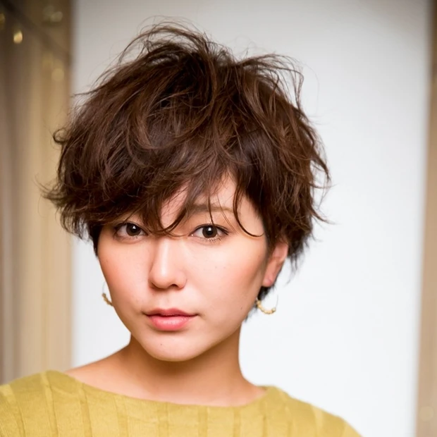 ショートヘアでも女らしい、束感パーマのマッシュスタイル