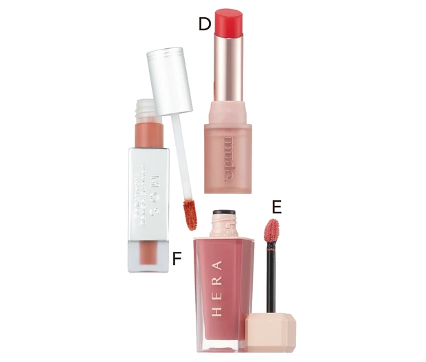 Dベアシャインリップバーム 03 ￥1700／ミュード　Eヘラ センシュアルスパイシーヌードグロス 422 ￥3130／AMORE PACIFIC 公式 ショップQoo10店　FMOS エアブリーズ マットティント 603／編集部私物