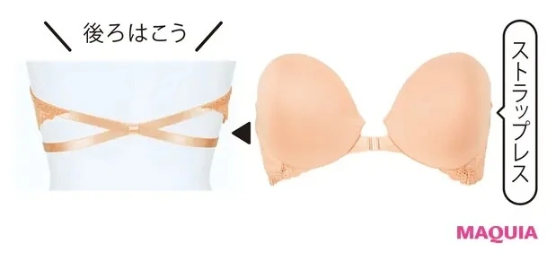 【夏のカラダ悩みQ&A】バックストラップがクロスしていて、ずれにくい。ゼックスブラ(スマートメイク) ¥2990/ディノス・セシール(セシレーヌ)