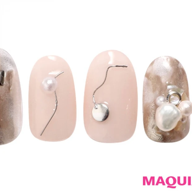 デイリー使いにもピッタリ！ ニュアンスアートの淡水「パール」ネイル