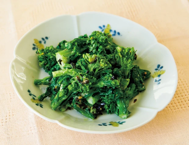  菜の花の塩こぶからしマヨ 