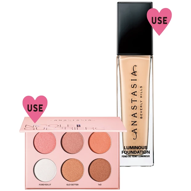 (右)Luminous Foundation 300C $38、(下)Nicole Guerriero Glow Kit® $40