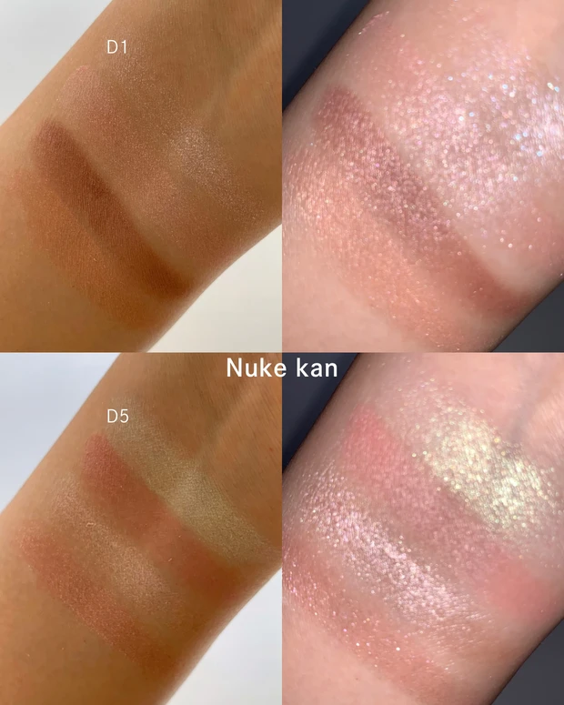 キャンメイク 40周年パレット Dエリア 抜け感メイクのウォームベージュ コーラル系スウォッチ