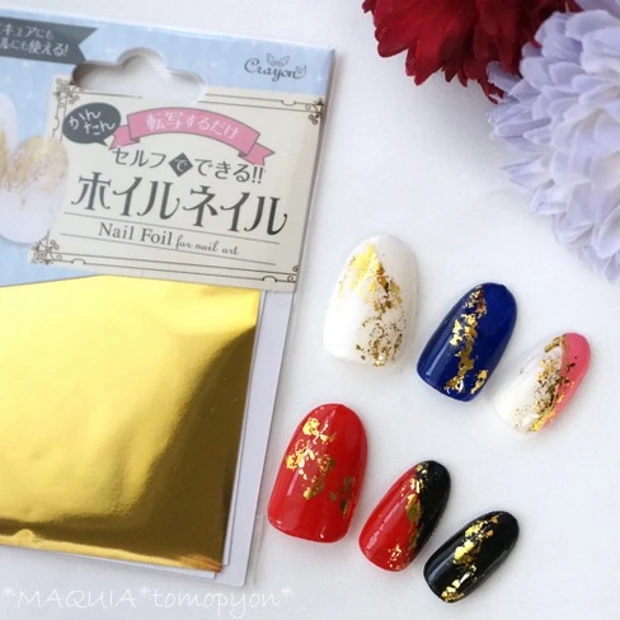 100円でホイルネイルが超簡単に出来る！すごいよキャンドゥ☆和ネイル、成人式のセルフネイルにも是非❤