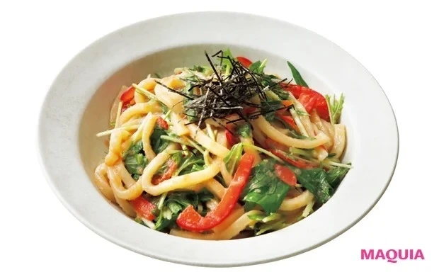 生理中におすすめのレシピ_明太豆乳クリームと水菜の混ぜうどん