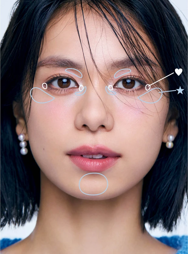 くすみを飛ばすハイライトを入れる場所