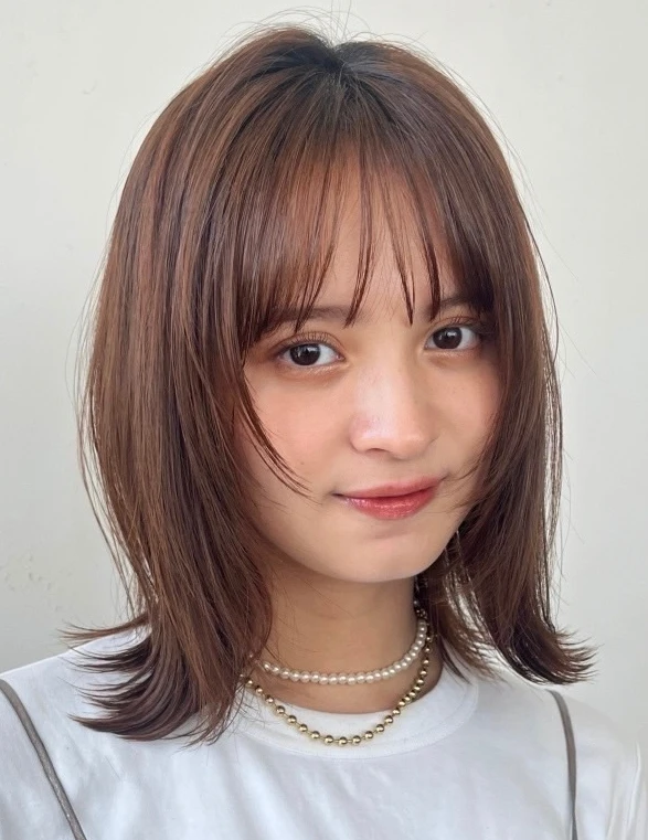 ヘアカタログ ロブ ロブヘア 前髪あり 正面