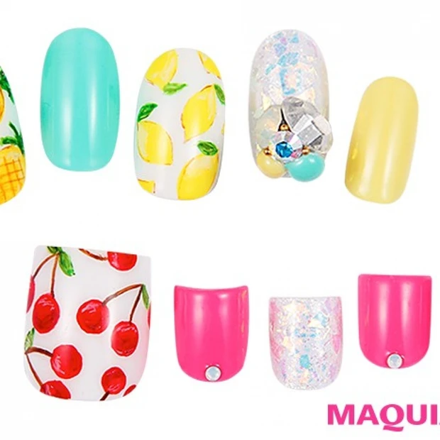 カラフルな色づかいにノックアウト♡ パラダイスなフルーツ柄ネイル