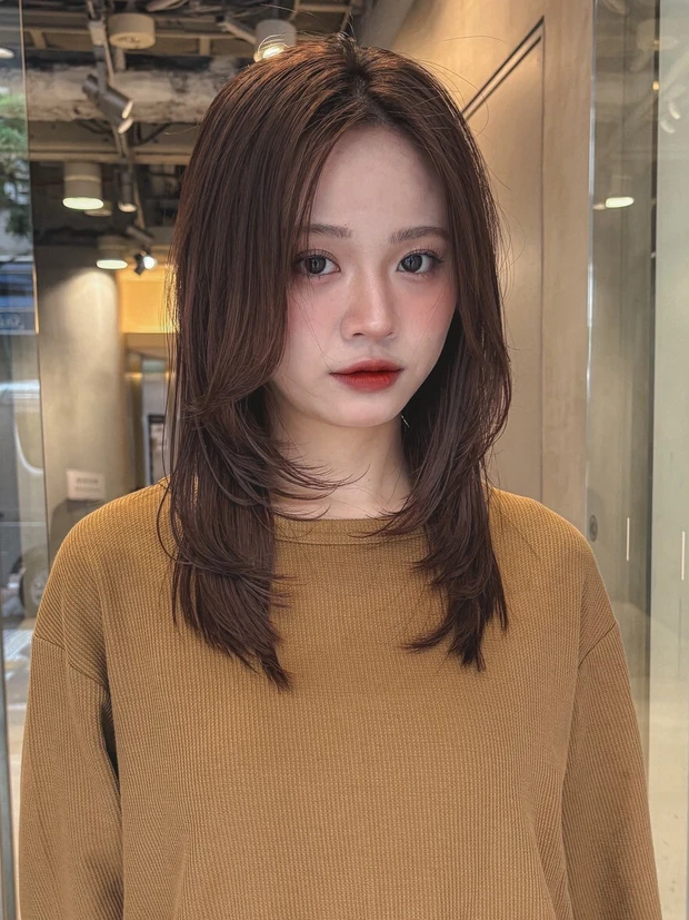 ヘアカタログ　ミディアム　ミディアムヘア　前髪なし　おしゃれ　スタイリング