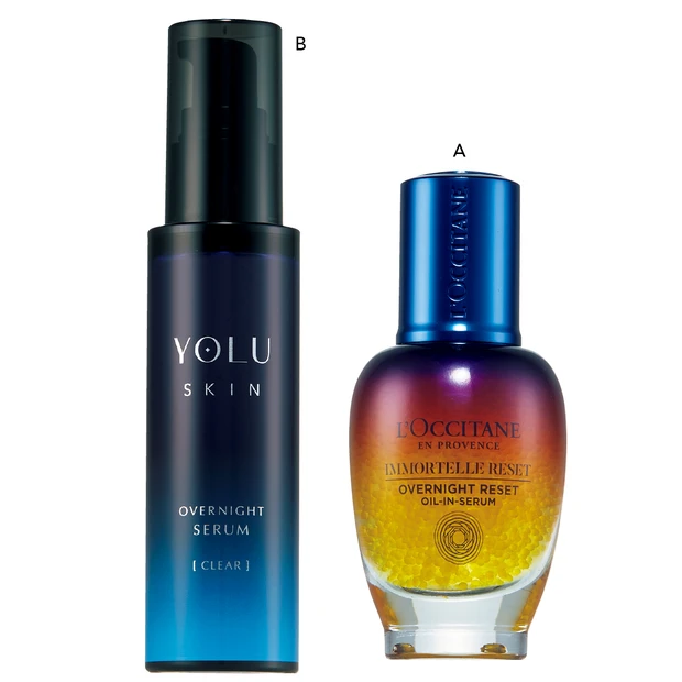 マキア　毛穴ケア　友利新　スキンケア　ロクシタン　イモーテル オーバーナイトリセットセラム　ヨル スキン オーバーナイトセラム クリア