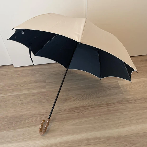 日傘 おすすめ 芦屋ロサブラン 2段折り プレーン 曲がり竹手元日傘