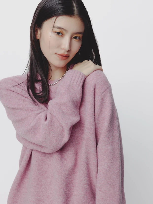 ユニクロ UNIQLO メンズニット スフレヤーンクルーネックセーター ベージュメイク