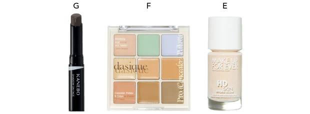 MAKE UP FOR EVERのファンデーション　dasiqueのコンシーラーパレット　KANEBOのコントゥアスティック