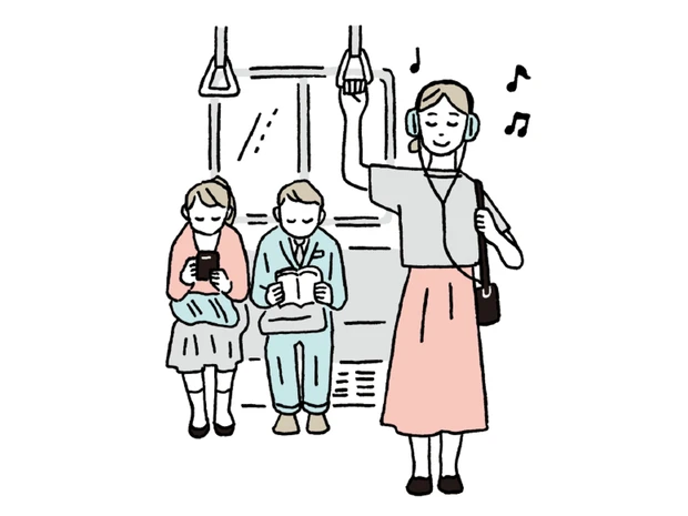 電車の中では好きな音楽を聴く
