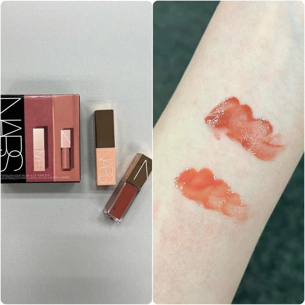 NARS_クリスマスコフレ2024_第二弾_ミニアフターグロー リキッドブラッシュ&リップシャインデュオ_1