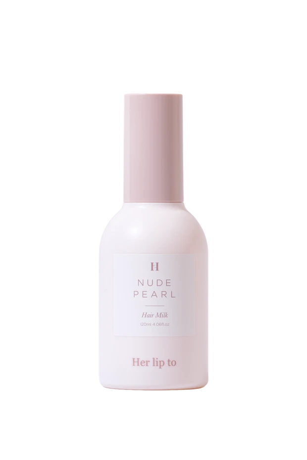 Her lip to BEAUTY RICH ESSENCE HAIR MILK - NUDE PEARL -