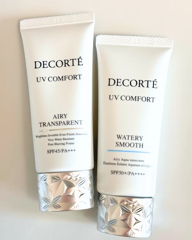 推しコス　マキアエディター　コスメデコルテ　UV コンフォート エアリートランスペアレント、UV コンフォート ウォータリースムース