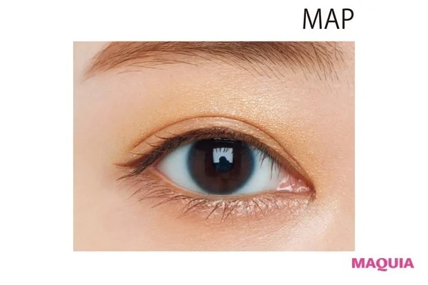 「THREE ディメンショナルビジョンアイパレットアリー」でオレンジメイク_比率を変えた濃淡カラーでメリハリのある印象に。