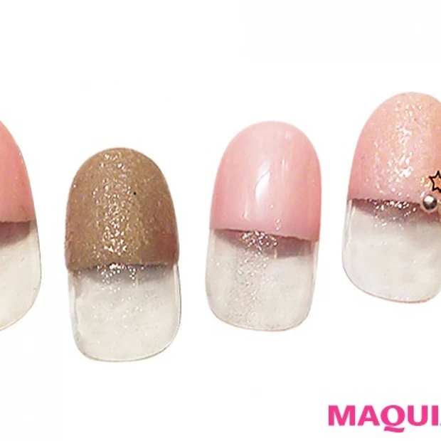 パステルピンクにグレージュを合わせて♡ 甘辛MIXピンクネイル