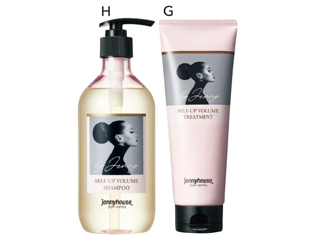 Gジェニーハウス セルフボリューム トリートメント 230ml￥1980、H同 シャンプー 500ml￥1980／韓国高麗人蔘社