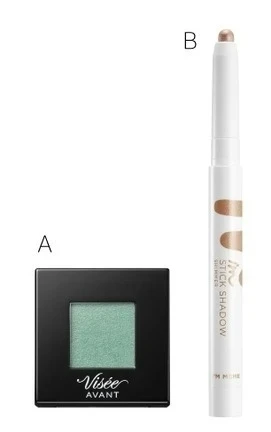 ヴェセ アヴァン シングルアイカラー 09の使い方_ヴェセ アヴァン シングルアイカラー 009 ¥880(編集部調べ)/コーセー_アイムミミ スティックシャドウシマー 002 ¥1089/サン・スマイル