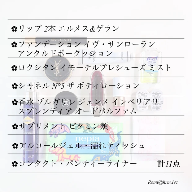 ポーチの中身 Romi