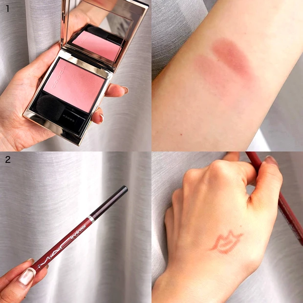 黒ニット×多幸感ピンクメイク SUQQU ブラーリングカラーブラッシュ 04 M·A·C リップグレイザー ベルベットテディ