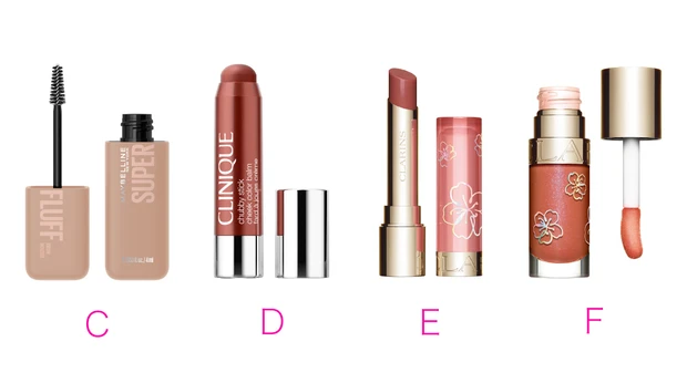 メイベリン SP フラッフ ブロウ スムース 03　クリニーク チャビー スティック チーク カラー バーム 01　クラランス リップ オイル バーム 07　クラランス リップ コンフォートオイル 26