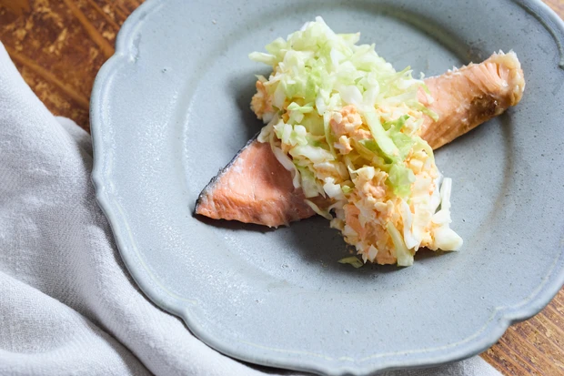 酢キャベツ レシピ レンチン塩鮭の酢キャベツタルタル
