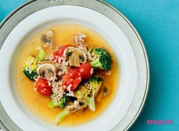 【美容スープレシピ】ナンプラーがきいたさわやかでコクのある味わい 「豚ひき肉のさっぱりサワースープ」