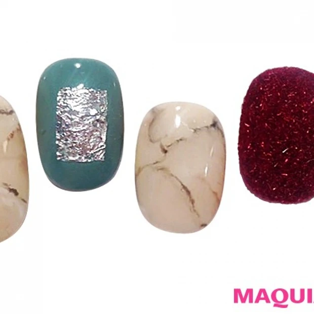 大理石の高級感にマッチ！ ふわふわファーネイル