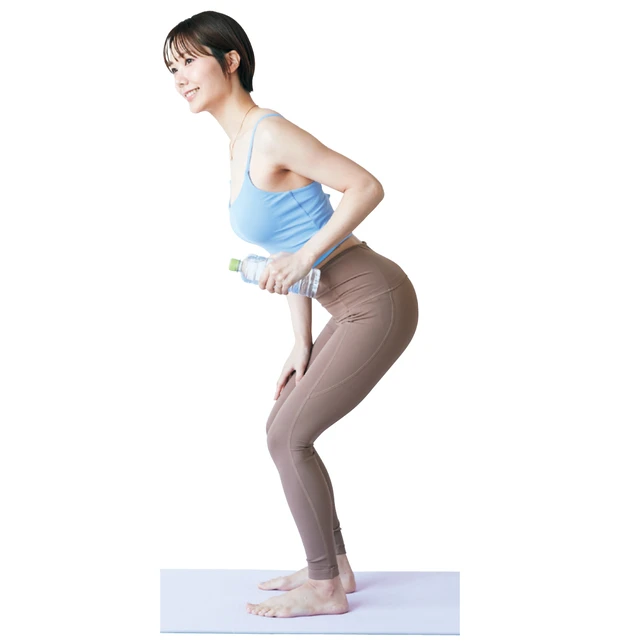 1.ひざを軽く落とし、やや前かがみの体勢に
