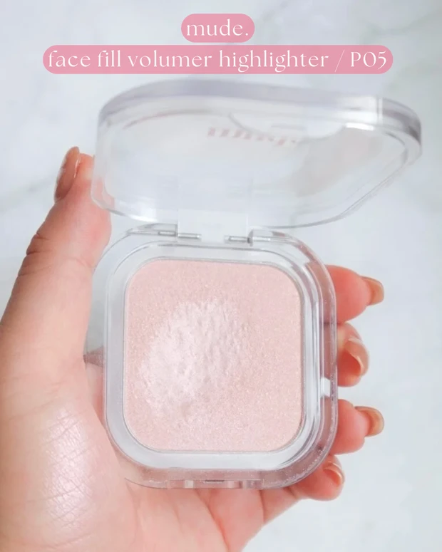 Qoo10メガ割 メガ割 mude ミュード ハイライターP05の仕上がり(上品なツヤ肌)ブルべ冬 クリアウィンター