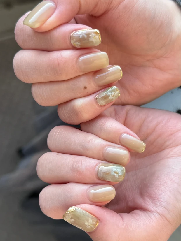 ジェルネイル、お花ネイル、ネイルデザイン